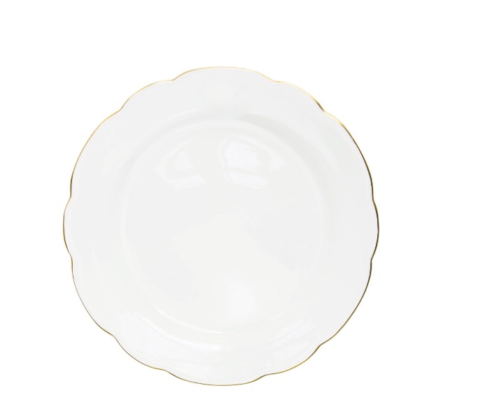 assiette en porcelaine blanche liseré doré