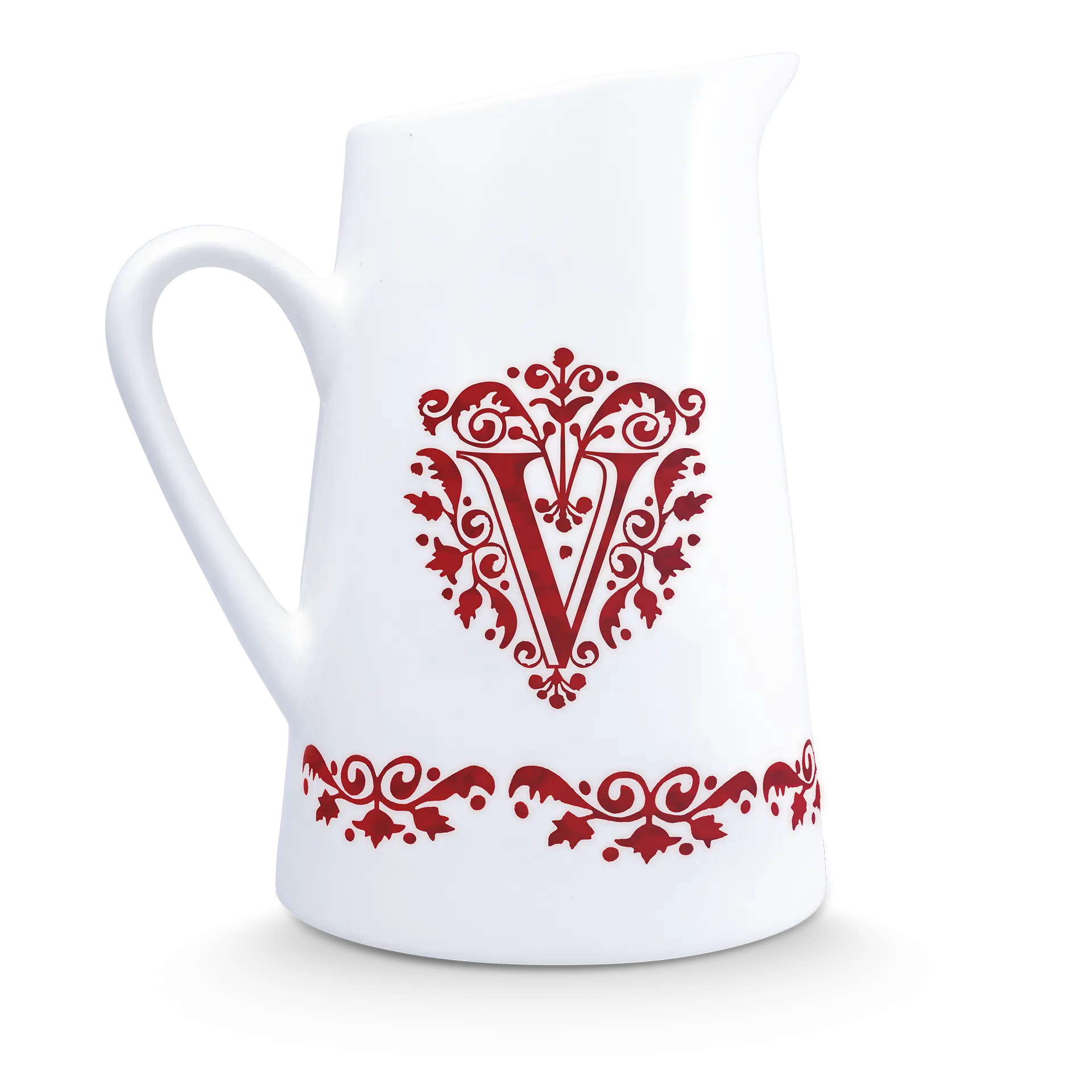 Vase with monogram and ornaments — gold rim, Limoges porcelain