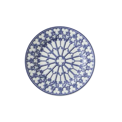 assiette sur mesure représantant la rosace de notre dame de paris