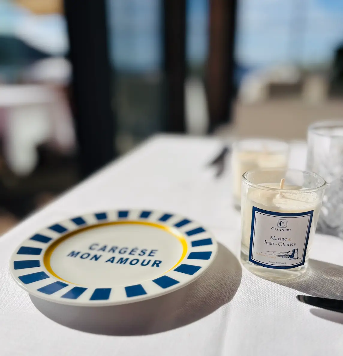 Assiette sur mesure Cargèse mon amour Mariage 120 invités Corse