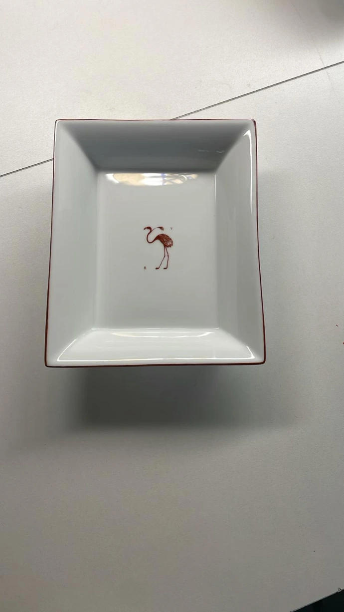 vide poches filet peint en porcelaine de limoges sur mesure