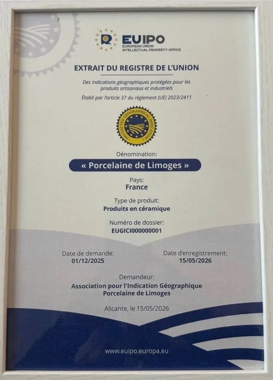 extrait du registre de l'union europeenne qui certifie l'ig Limoges a l'échelle de l'europe