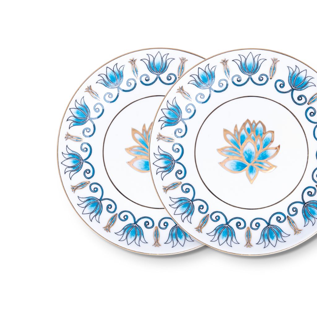 Assiette à dessert en porcelaine peinte à la main "Lotus" ⌀ 18 cm