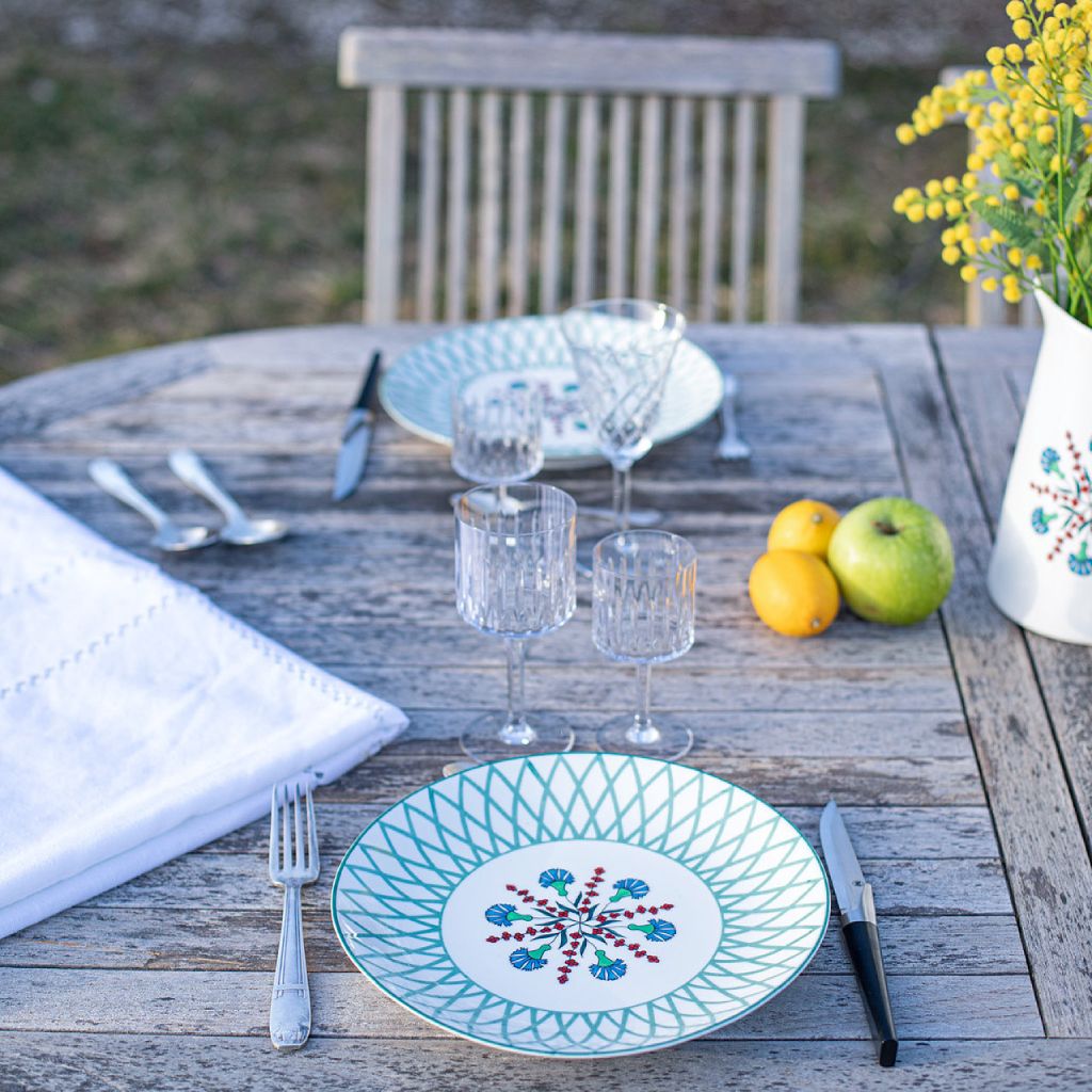 Assiette à dessert en porcelaine peinte à la main "Volutes" ⌀ 18 cm