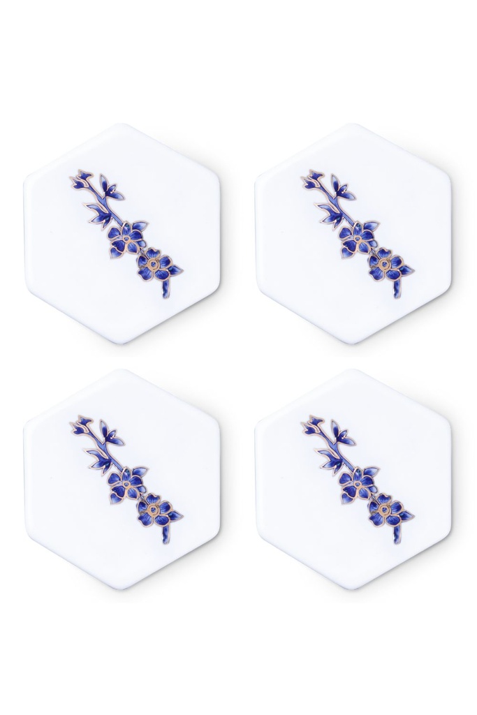 "Set of 4 porcelain coasters - 10x9cm"