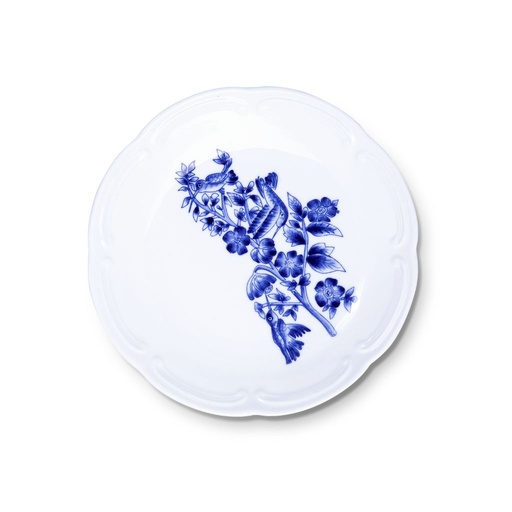 [25O/02-S] Assiette en porcelaine peinte à la main "Les Oiseaux" ⌀ 23cm