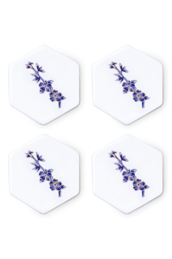 [35O/04-S] "Set of 4 porcelain coasters - 10x9cm"