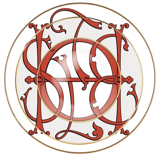 [32HO/02] Limoges porcelain presentation plate "HOSTEL Limoges" ⌀ 32 cm - The refined choice for your table