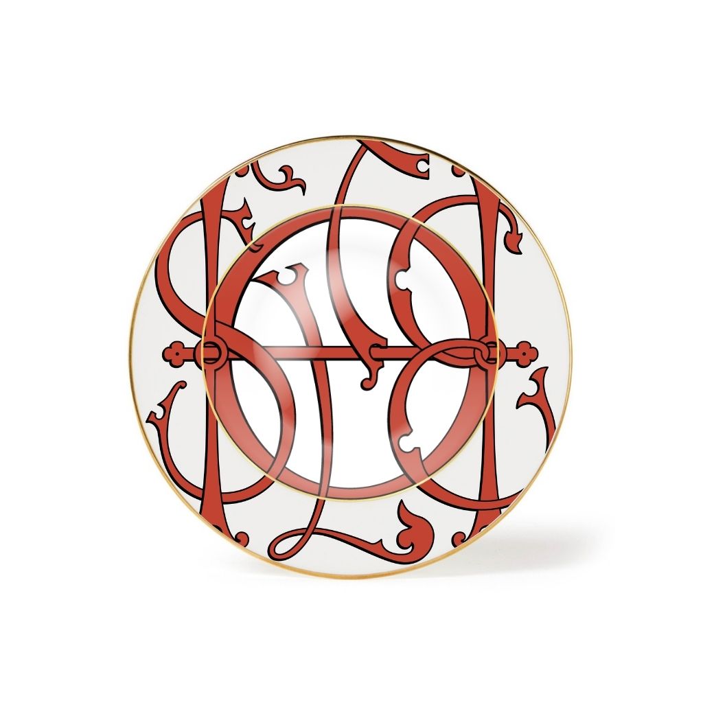 [19HO/02] French Limoges porcelain plate "HOSTEL Limoges" ⌀ 22 cm - Elegant table decoration